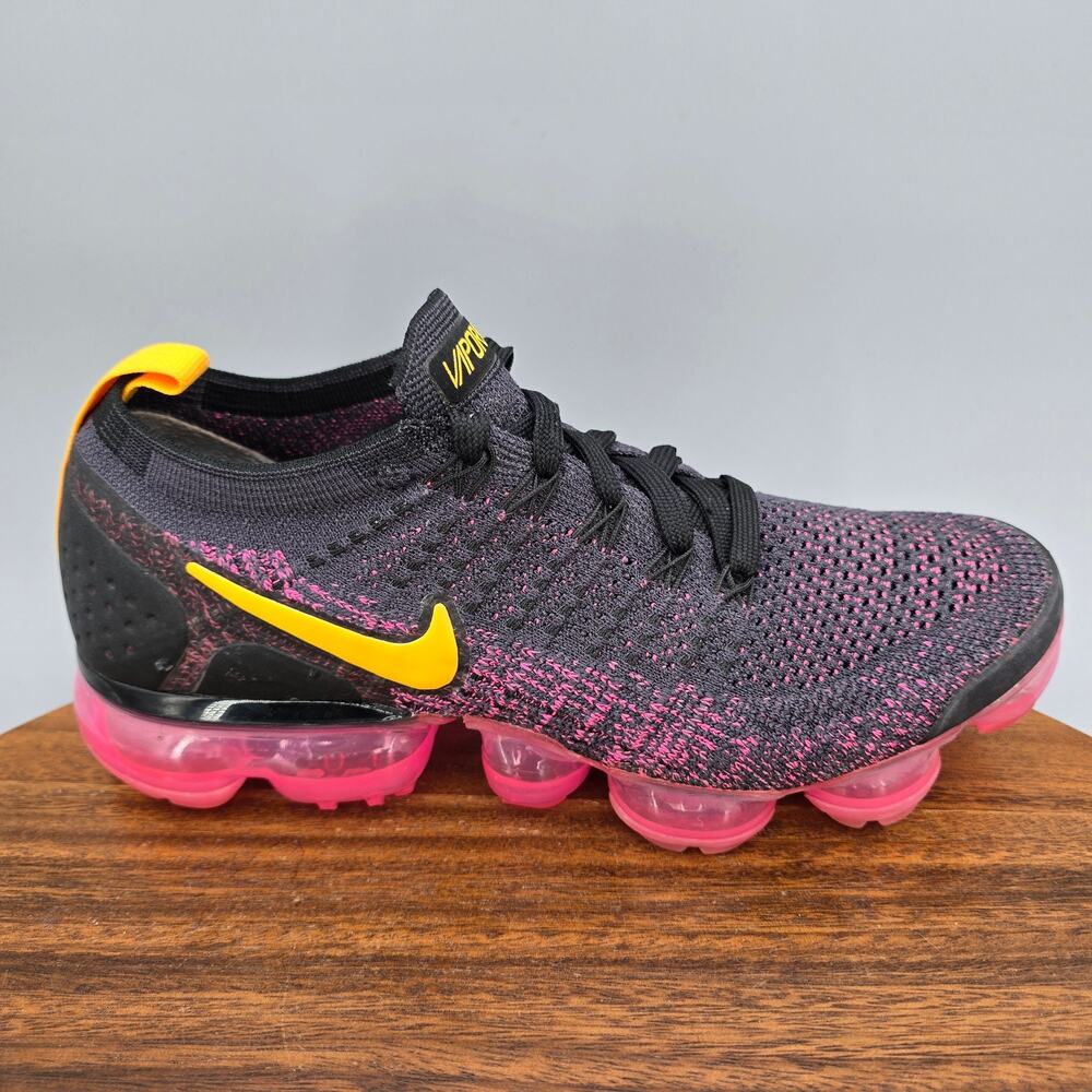 Nike Air Vapormax Flyknit 2 Shoes Womens 6.5 Pink Blast Black Athletic Sneakers